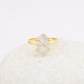 Black Rutile 8x15mm Hexagon Gemstone Ring, 925 Sterling Silver Ring, Prong Ring, Minimalist Ring, Statement Ring, Dainty Ring, Wedding Ring